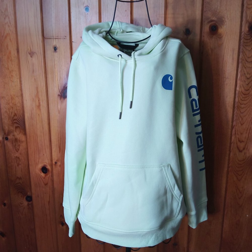 Carhartt Light Yellow Hoodie with Blue Logo-BEEN WORN